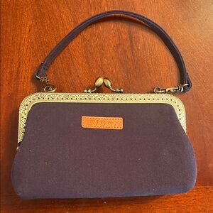 Blue Clutch with Gold Trim